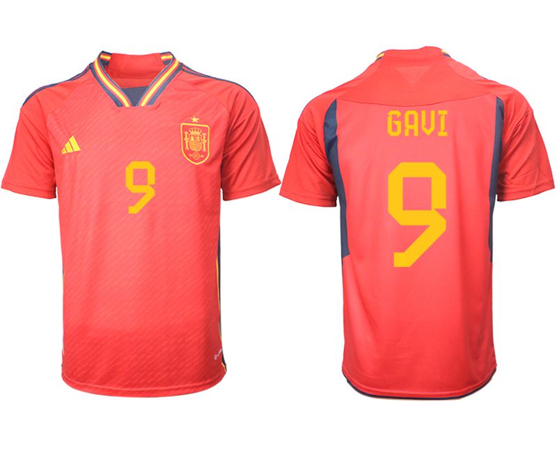 Men 2022 World Cup National Team Spain home aaa version red 9 Soccer Jersey